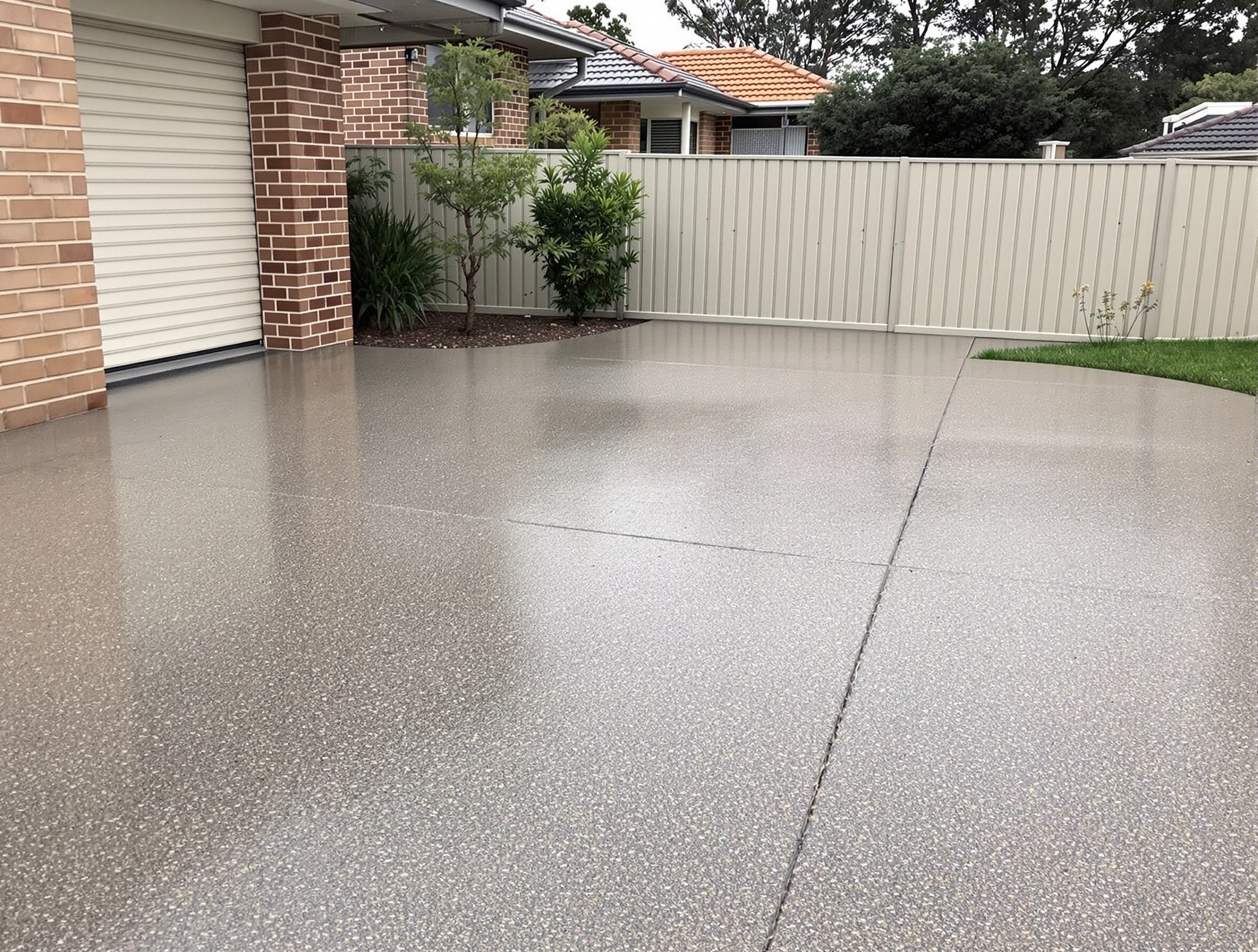 Plain broomed concrete driveway
