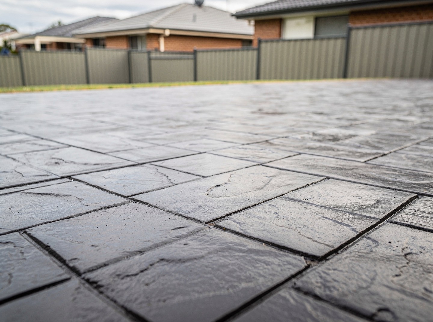 Stamped concrete driveway