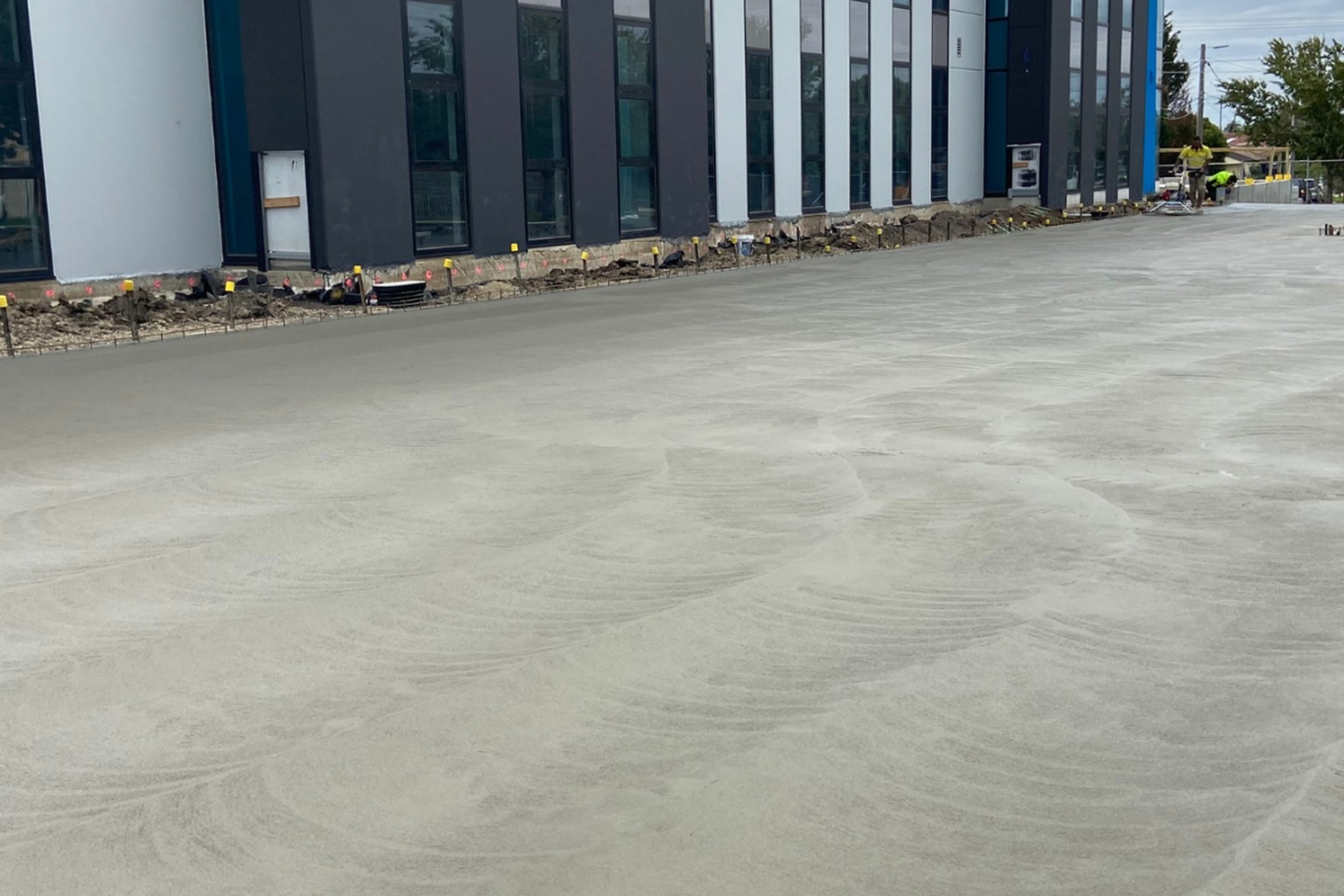 Concrete commercial parking structure with line marking